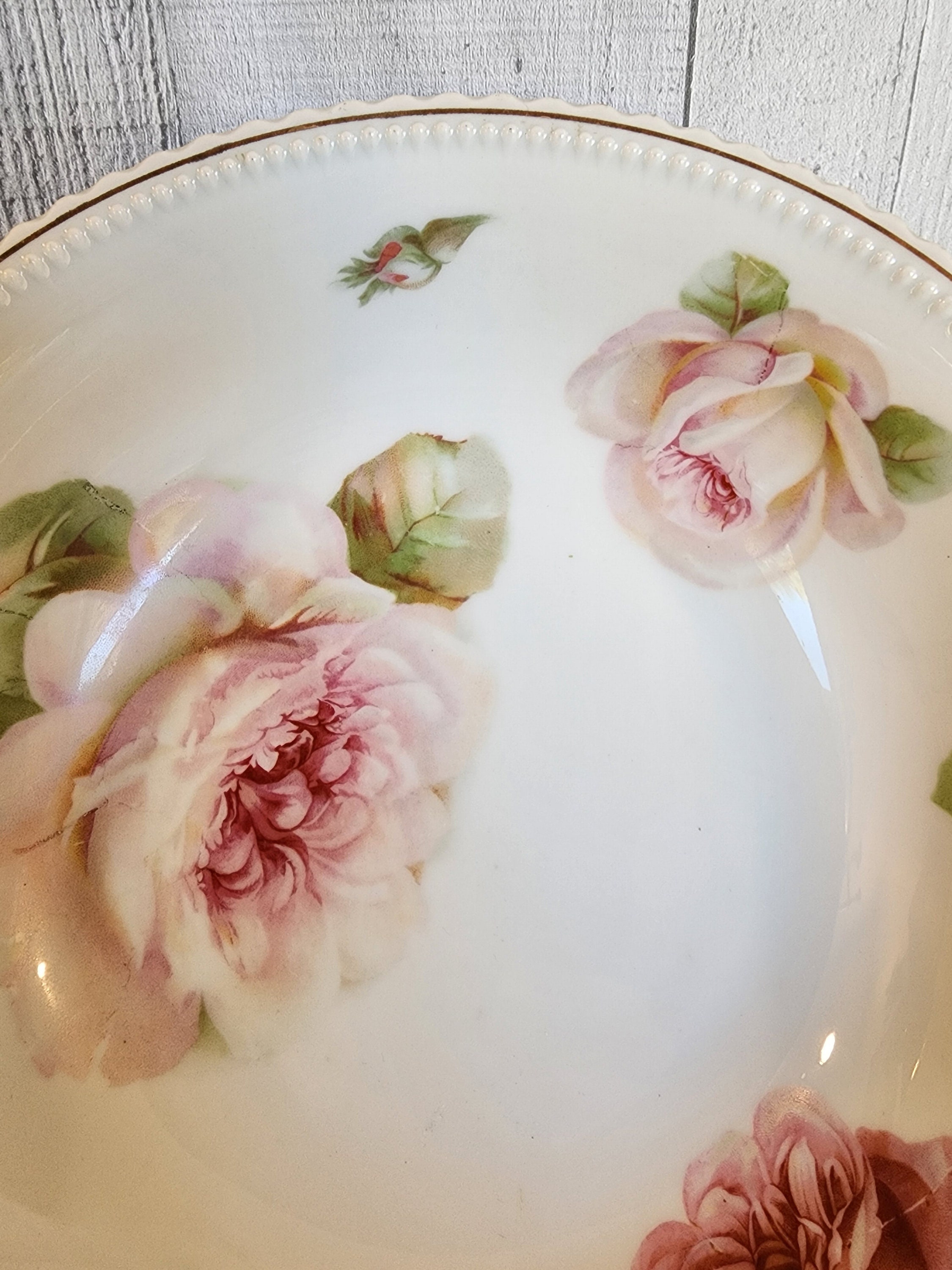 Antique 1920s Pink Rose China Bowl, Serving Dish, Cottage Decor ...