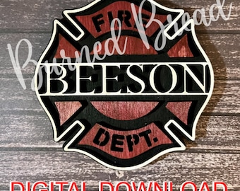 Archivo láser de adorno de bomberos