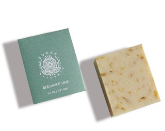 Bergamot and Lime Soap with Calendula petals, Handmade Bar Soap, All Natural Cold Process Soap scented with Essential Oils
