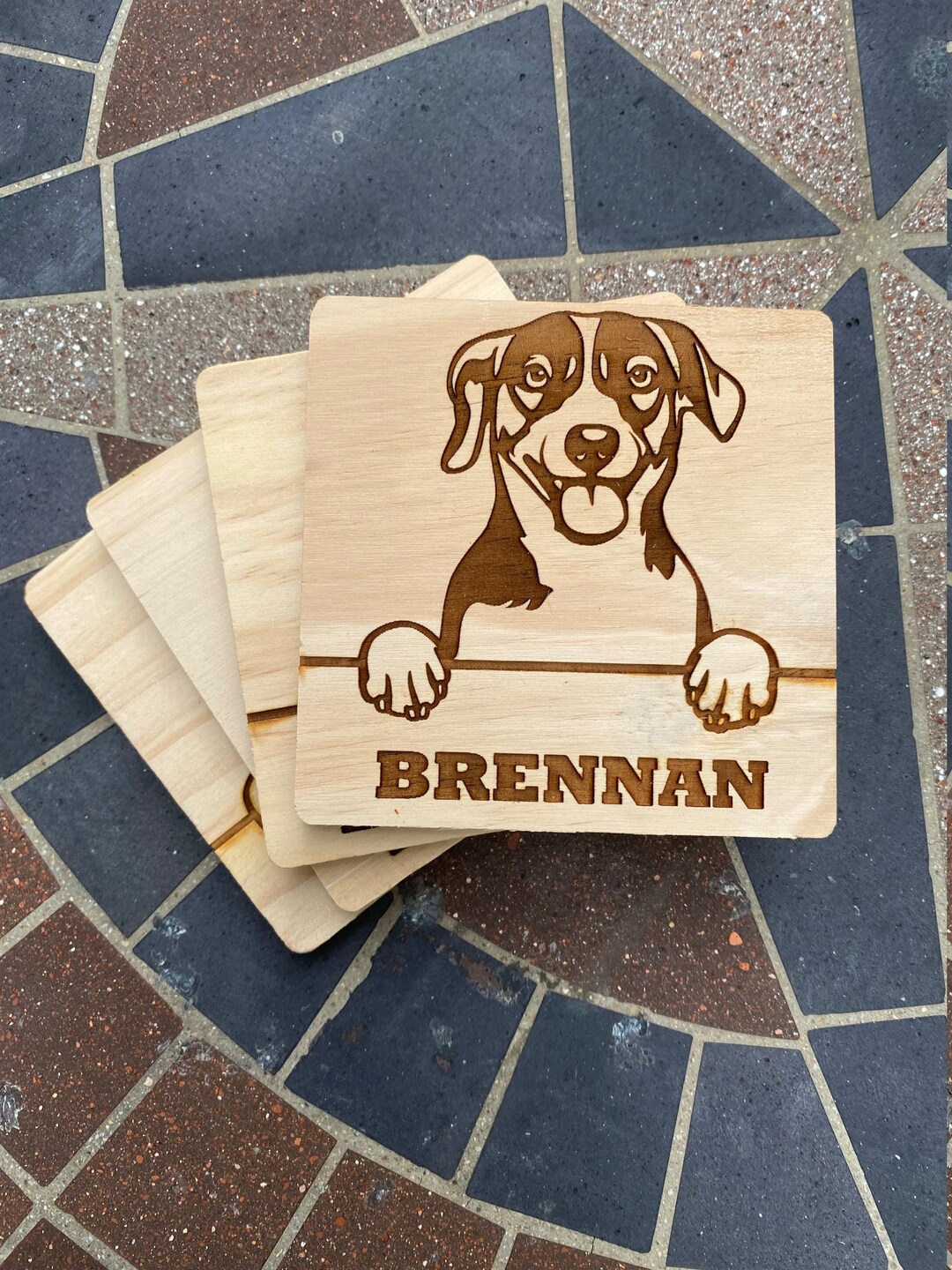 Custom Dog Coasters Pet Coaster Dog Gifts Wooden Coaster Etsy