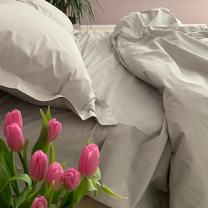 100% Cotton sheets GRAY Beautiful Vibrant colors 4 pc set Le Parutti Ecofriendly Sustainable bedding Organic inks Queen King Full Twin sets