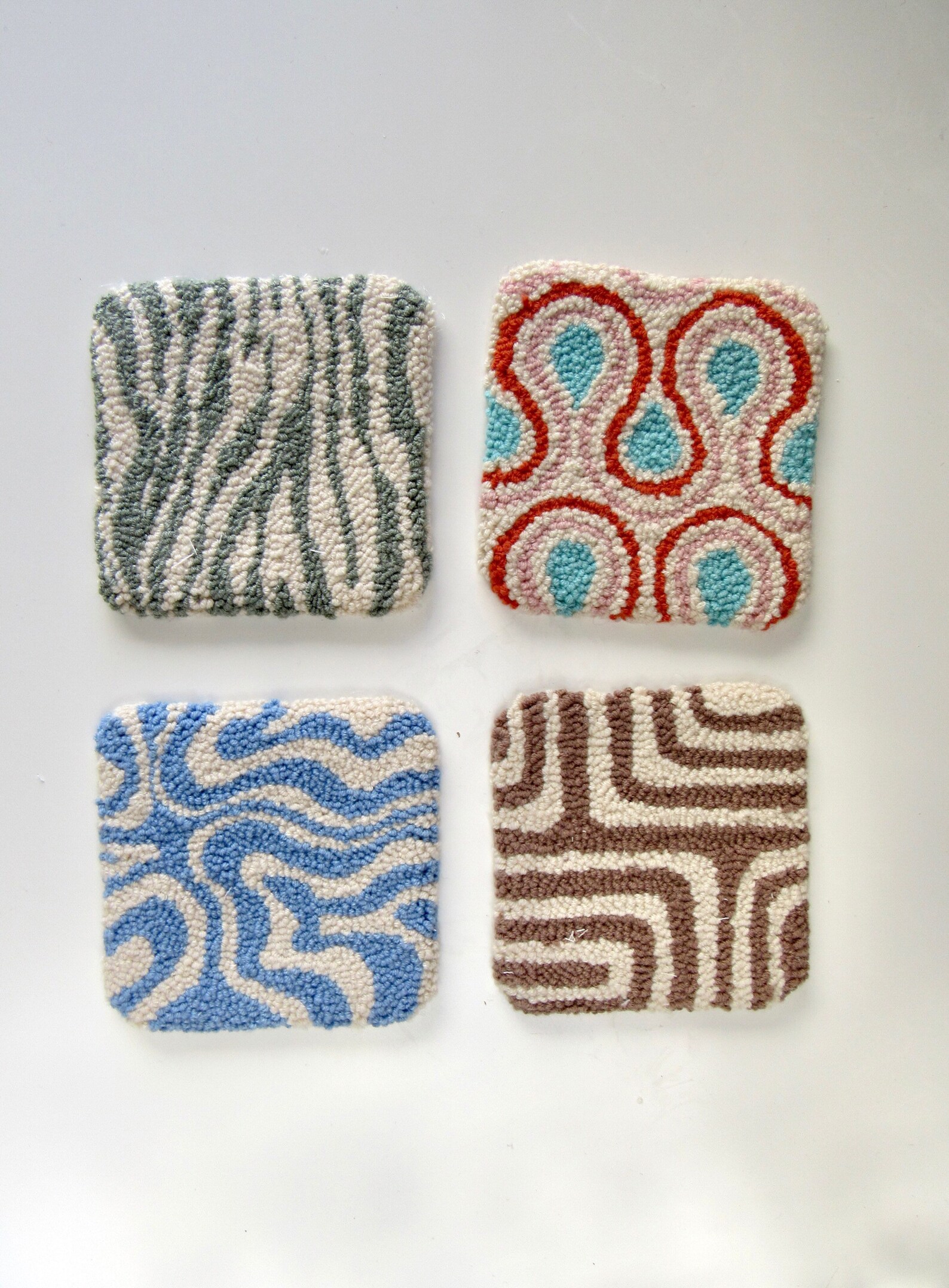 Punch Needle Coaster Tufted Mug Rug Kitchen Decoration Etsy