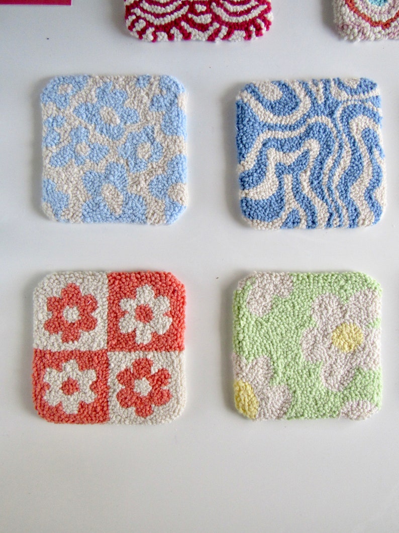 Punch Needle Coaster Tufted Mug Rug Kitchen Decoration Etsy