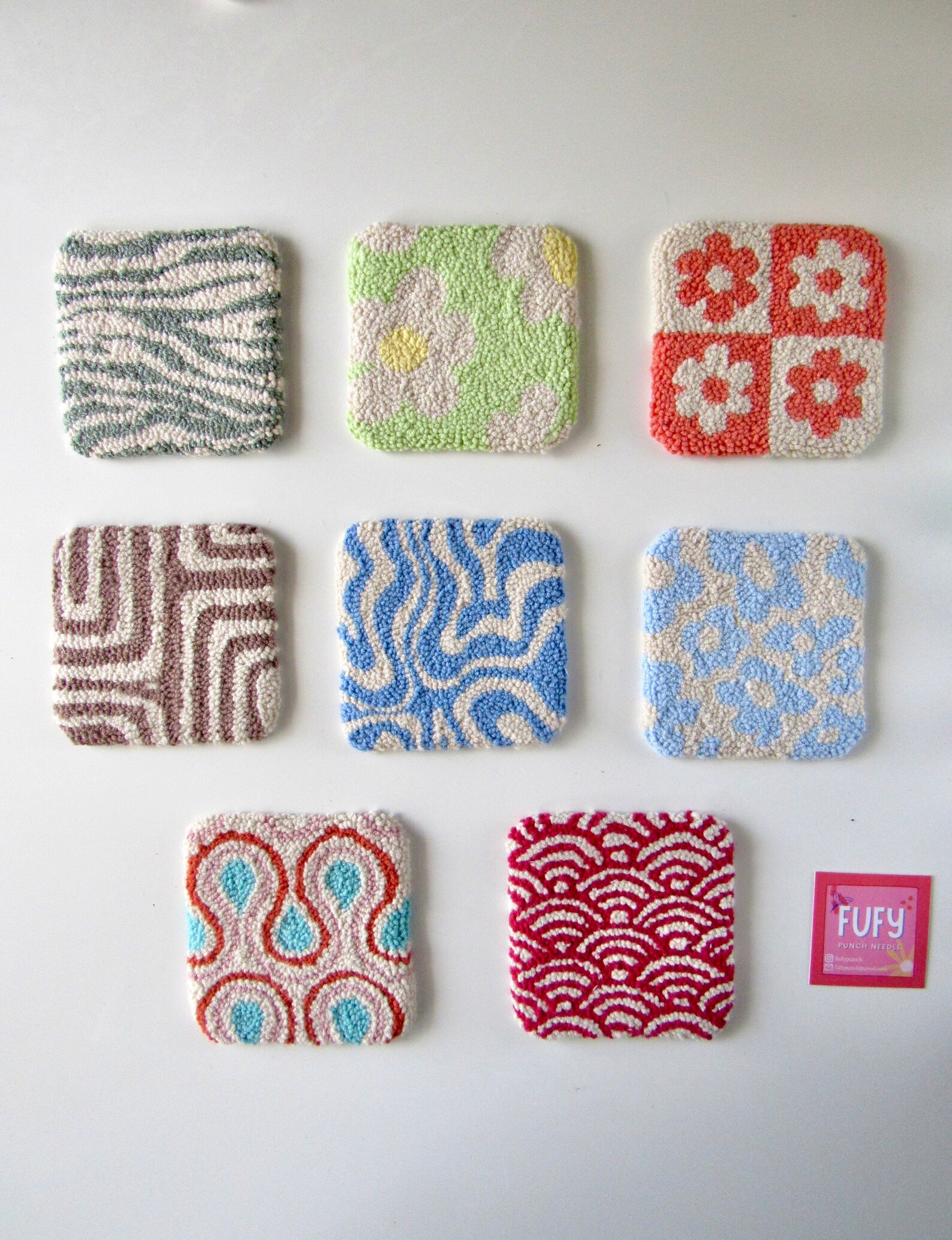 Punch Needle Coaster Tufted Mug Rug Kitchen Decoration Etsy