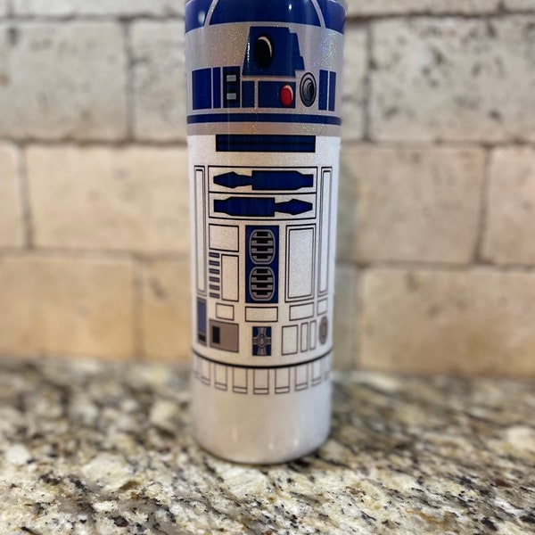 R2D2 Tumbler, Glow in the Dark Glitter Tumbler, Personalized Tumbler