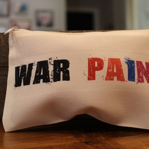 War Paint Make up Bag, Custom Make up Bag, Custom Pencil Bag, Toiletry Bag, Device Bag