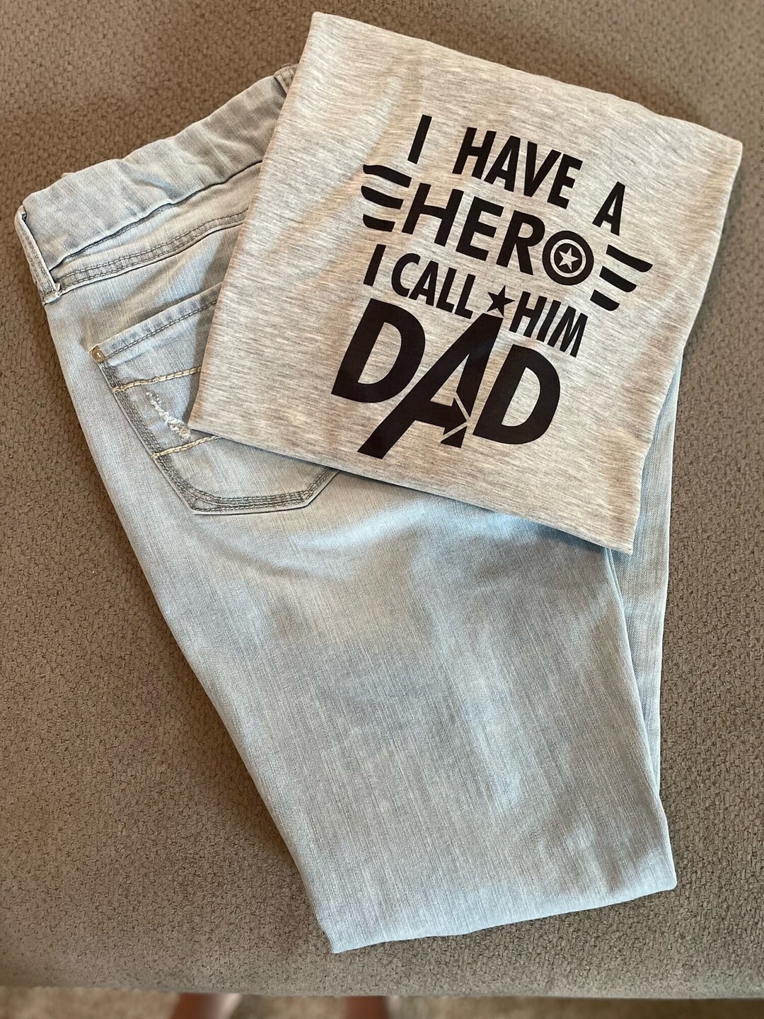Inkopious "First Time Father" Dad T-Shirt - Unisex Crewneck, Olive, X-Large - Father's Day Gift