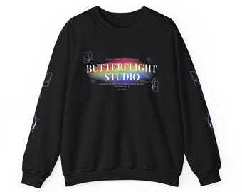 Sweatshirt mit Rundhalsausschnitt und Logo in Pastellfarbenem Regenbogen-Design | Butterflight Studio Sweatshirt