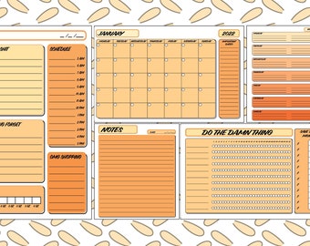 Orange Gradient Planner Set, Monthly, Weekly, Daily, and Habit Tracker