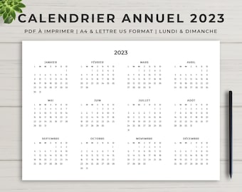 Calendrier 2023 à imprimer, calendarier annuel 2023 imprimable en francais, calendario téléchargeable 2023, 2023 pianificatore francese, Pianificazione PDF