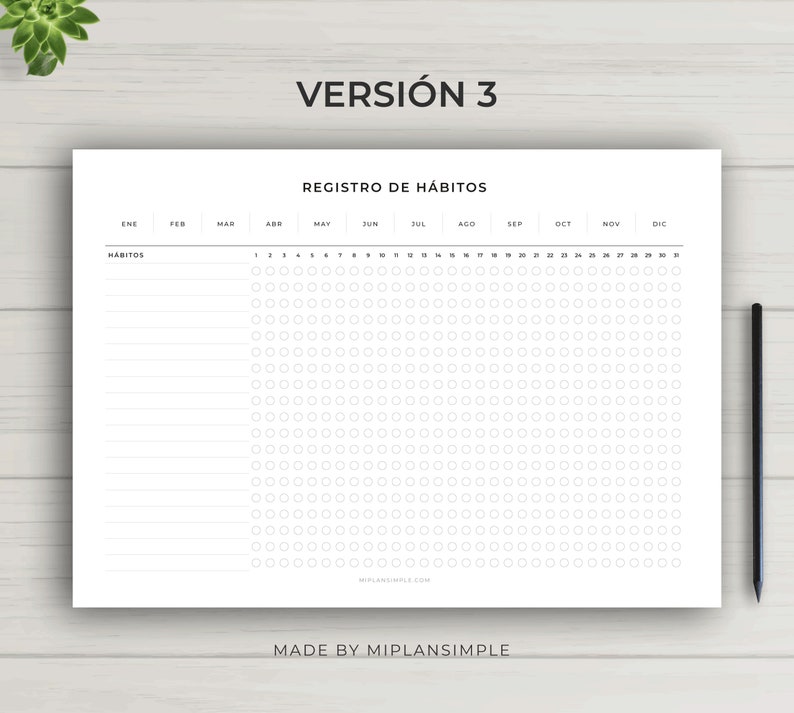 Habit Tracker Spanish, Habit Tracker Printable, Template Habit Tracker
