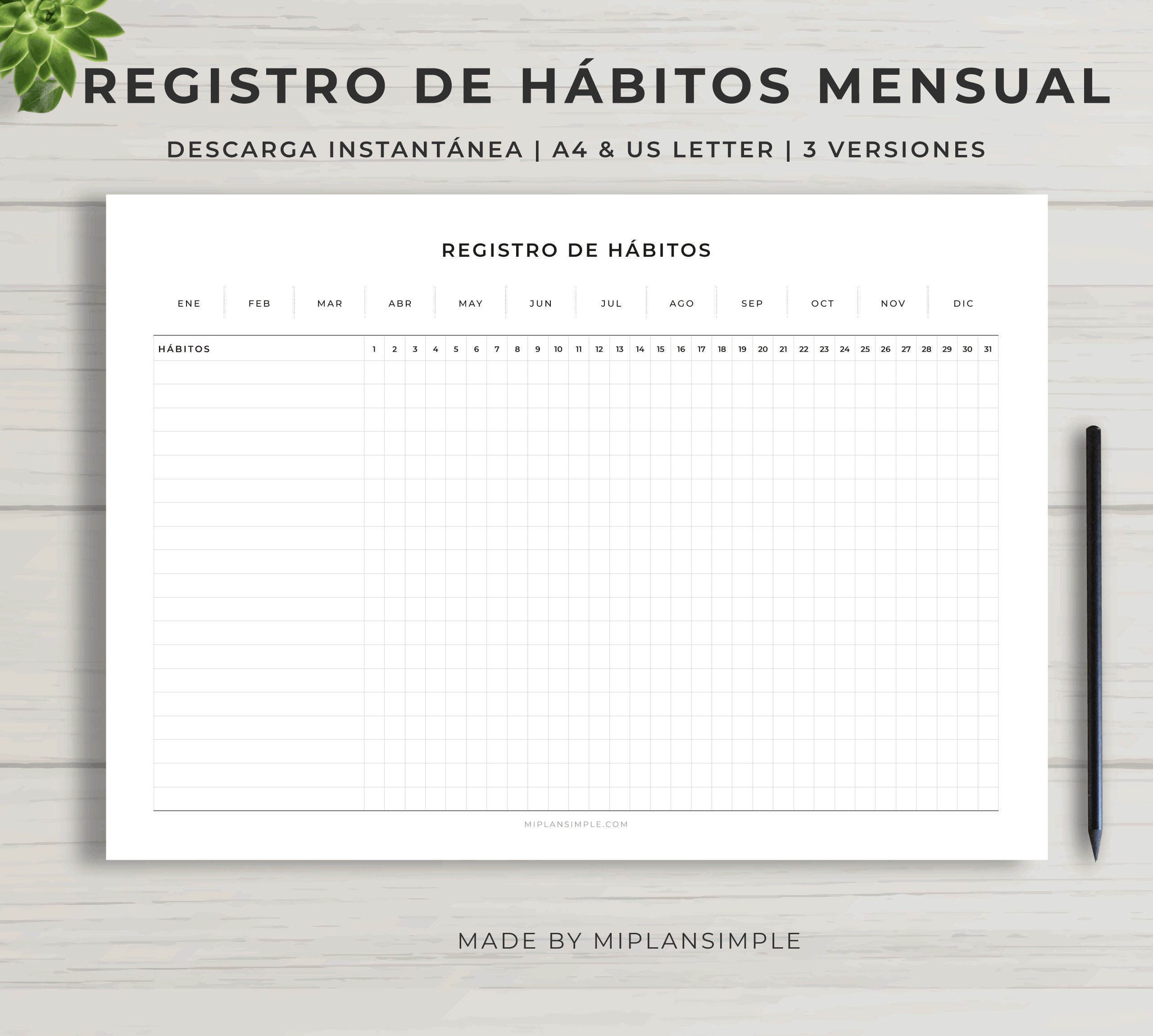 Habit Tracker Spanish, Habit Tracker Printable, Template Habit Tracker ...