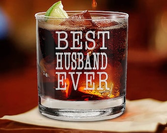 Best Husband Ever Whiskey Glass Etched Whiskey Glass, Engraved Rock Glass, Xmas Gift, Christmas Gift 1st Fathers Day Gifts, Fathers Day Gift
