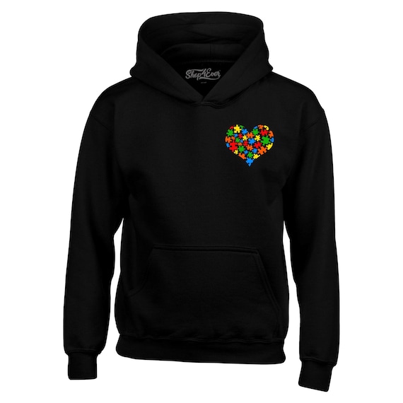 Autism Awareness Sweatshirt, Puzzle Heart Pocket Autistic