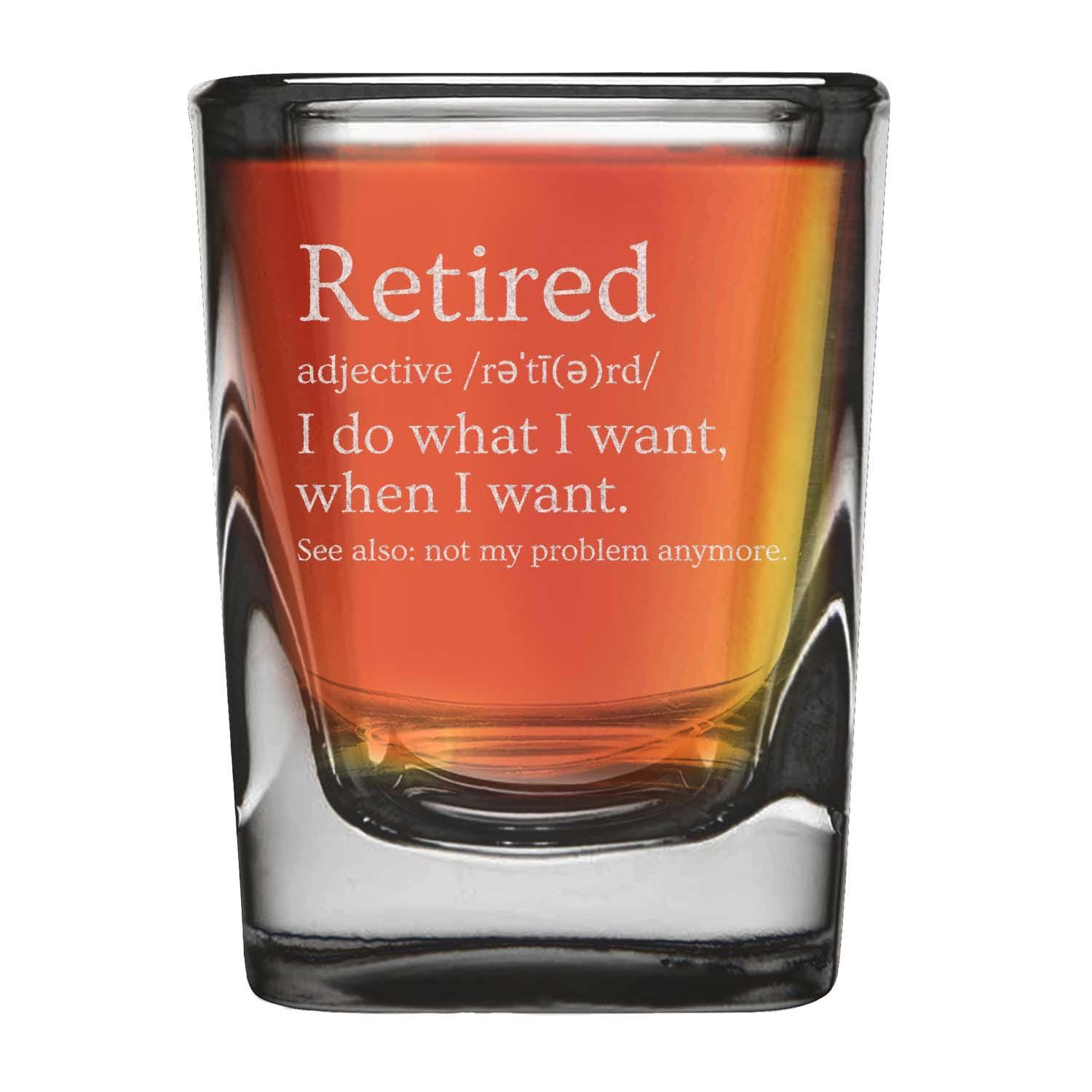 Bicchiere da whisky con incisione ufficiale in pensione 2025, regalo divertente per pensionamento, regalo per la pensione, per donne o uomini, bicchiere da whisky inciso Not My Problem Anymore