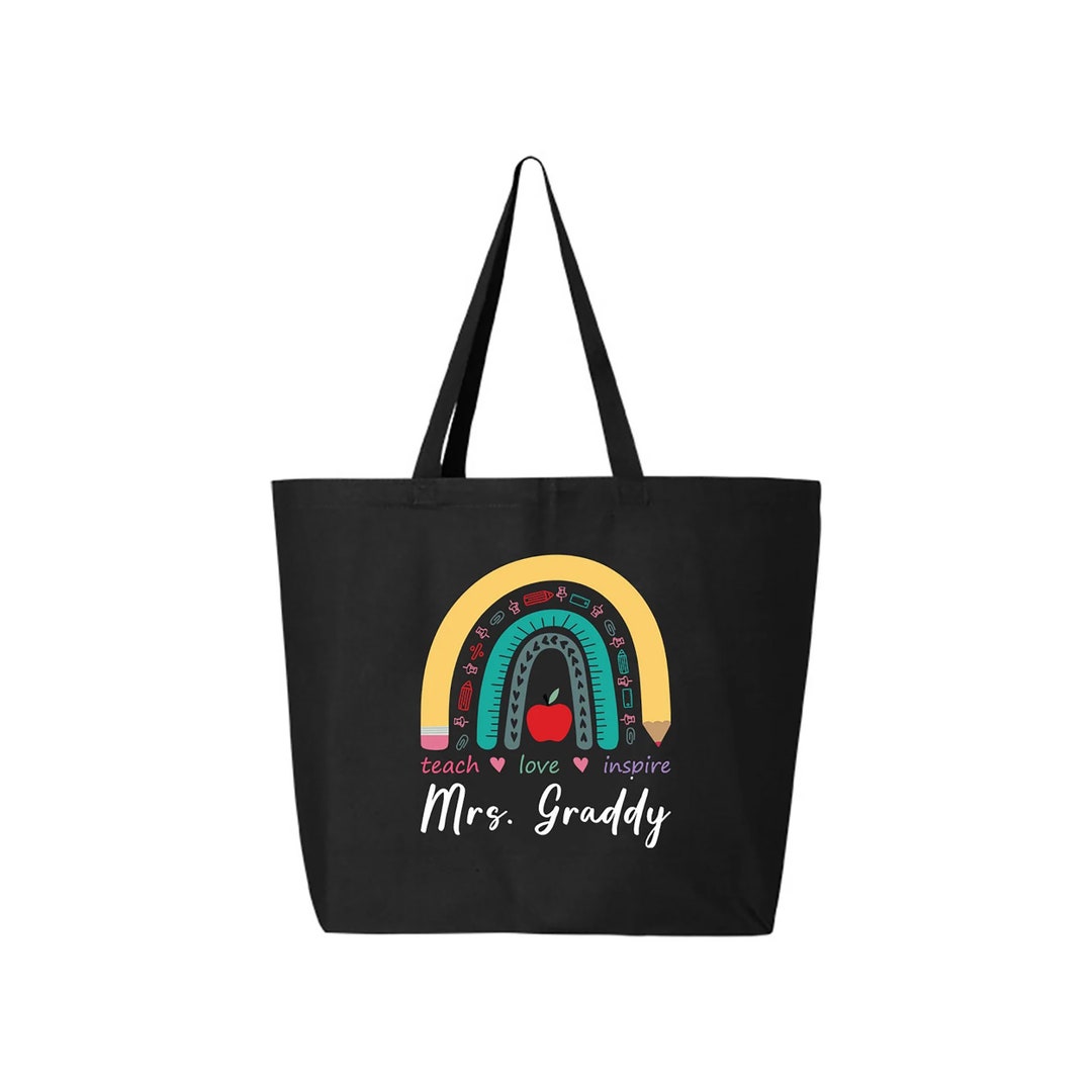 Personalized Teacher Rainbow Jumbo Tote Bag - Etsy