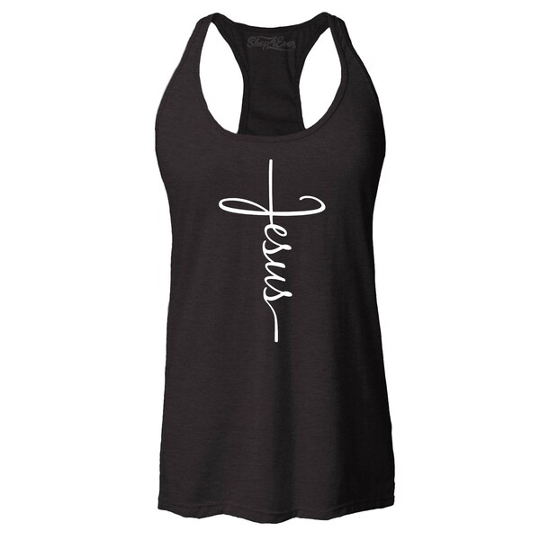 Jesus Cross Women's Racerback Tank Tops Slim FIT Christian Shirt. Christian Gift. Jesus Gift. Easter Day. Easter Gift. Jesus Lover Shirt.