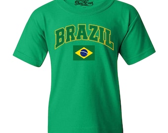 Brazil Kids Shirt, Brazilian Flag T-Shirt for Boys Girls, Brasil Soccer Fan Youth Tee, Patriotic Brazilian Gift for Kids, Brazil Youth Top