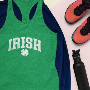 Irish Shamrock St. Patrick&#39;s Day Women&#39;s Racerback Tank Top Slim Fit St Patrick&#39;s Day. Irish Gift. Drinking Shirt. Saint Patrick&#39;s