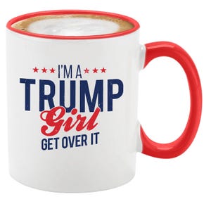 I'm A Conservative Girl Get Over It Stars Red Handle Ceramic Coffee Mug Cup Republican Woman Gift for Her Political Statement Patriot