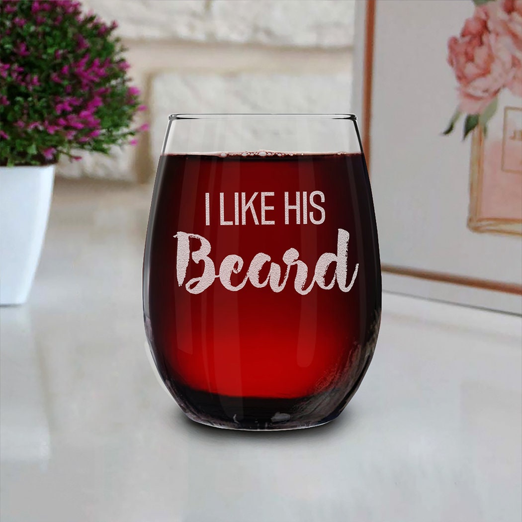 I Like His Beard, I Like Her Butt - Insulated Stemless Wine Glass