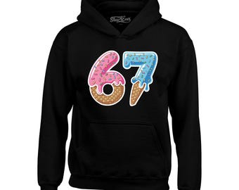 67 Six Seven Ice Cream Drip Number Sixtyeven Hoodie Sweatshirts 67 Ice Cream Meme Hoodie Funny Christmas Gift. Viral Number Meme Sweatshirt.