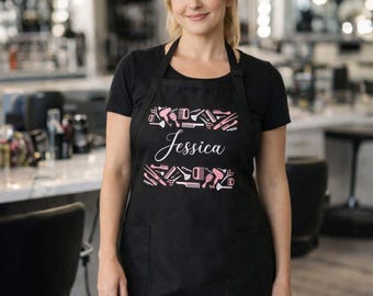 Benutzerdefinierte Hair Stylist Schürze Personalisierte Schürze für Friseur Pink Accessoires Schürze mit Taschen & verstellbaren Riemen Anpassbar mit Name