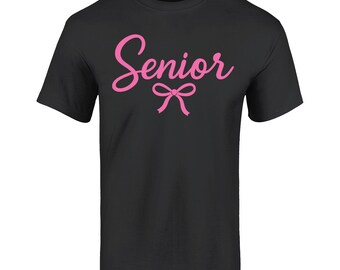 Senior Cute Pink Bow Ribbon T-Shirt High School Grad Tee Graduation 2026 Gift