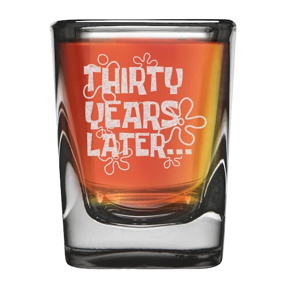 30th Birthday Gift for Women, Thirty Years Later Born in 1996 Engraved Heavy Base Prism Shot Glass 2 oz. Funny 30th Birthday Gift for Her.