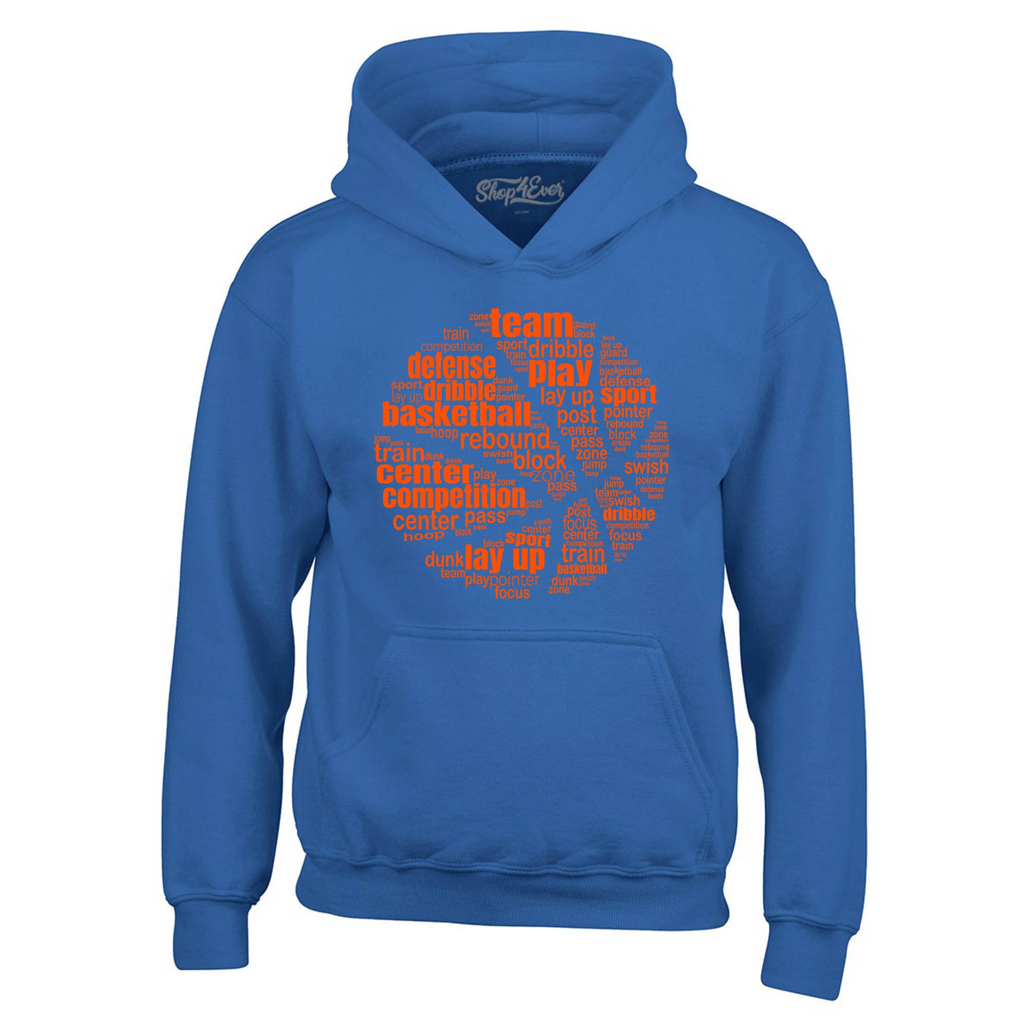 Discover Basketball Word Cloud Orange Ball Silhouette Hoodies