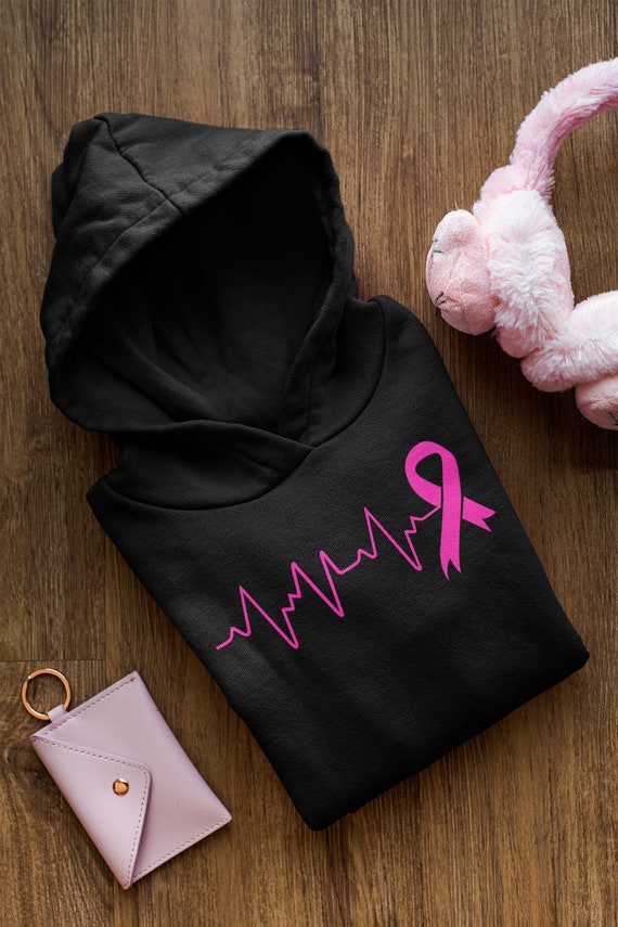 Heartbeat Pink Ribbon Breast Cancer Awareness Hoodie Sweatshirts