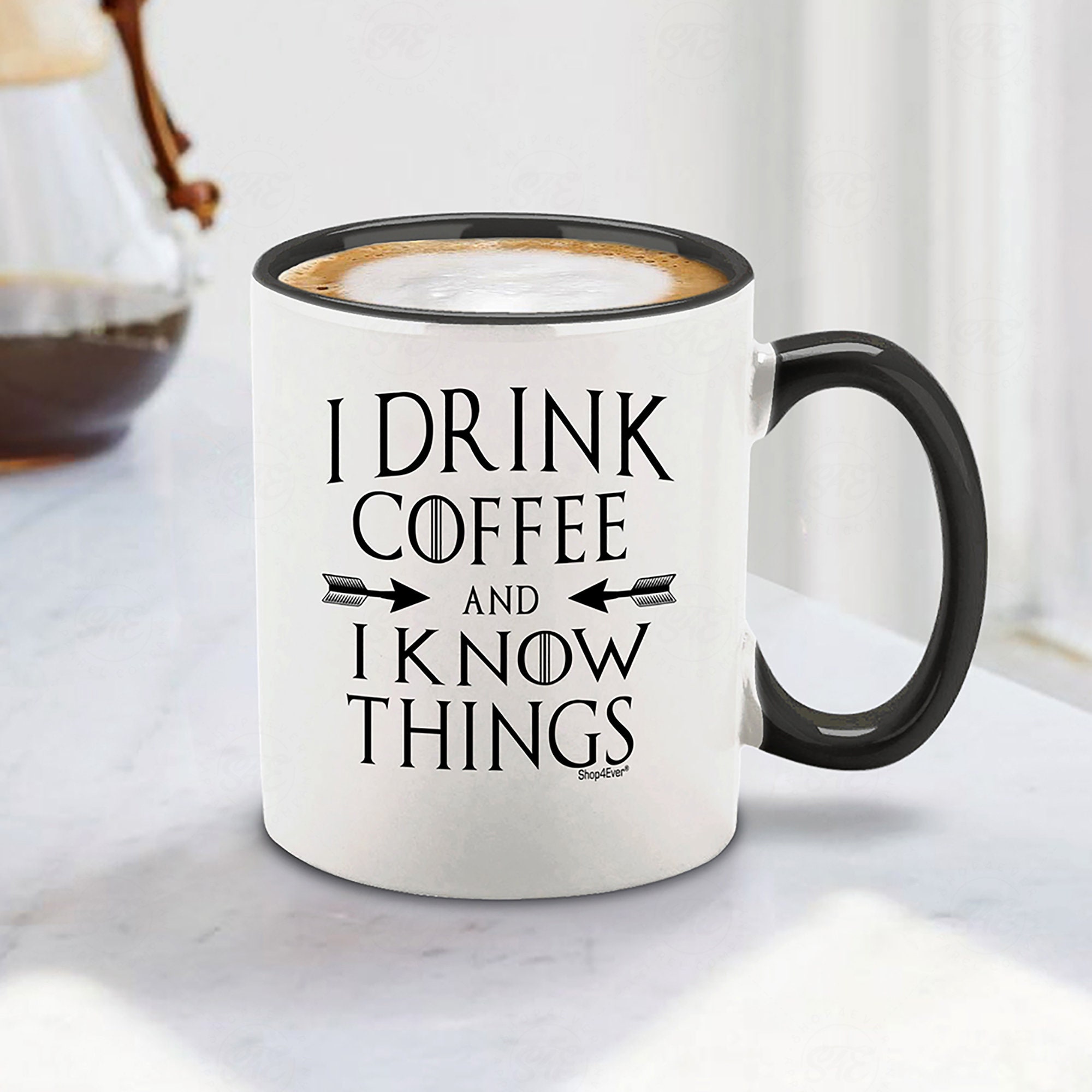I Drink Coffee and I Know Things Black Handle Ceramic Coffee Mug Cup 11 or 15  Oz - Etsy