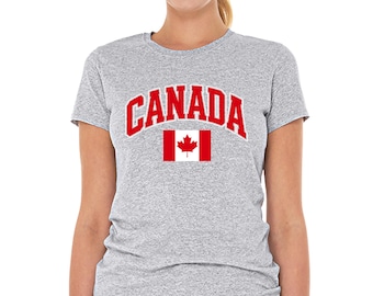Canada Flag Shirt Women, Canadian Maple Leaf T-Shirt for Her, Canada Day Tee, Patriotic Canadian Gift, Soccer Canada Fan Womens Shirt