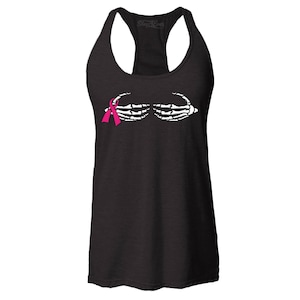Brustkrebs Shirt. Skeleton Hands Damen Racerback Tank Top Tank Tops Slim FIT Cancer Tee. Krebs Kämpfer. Brustkrebs Geschenk.