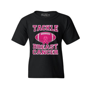 Tackle Breast Cancer Awareness Youth&#39;s T-Shirt Ribbon Support Child&#39;s Tee Cancer Tee. Cancer Fighter. Breast Cancer Gift. Cancer Warrior.