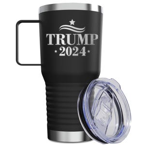 Donald Trump Patriotic Stars 2024, Donald Trump 2024, Trump Gift 2024, 2024 Election, Stainless Steel Tumbler with Handle and Lid 20 oz.