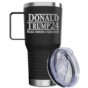 Donald Trump 2024, Donald Trump 2024, Trump Geschenk 2024, Wahl 2024, gravierter Edelstahlbecher mit Griff und Deckel 20 oz.