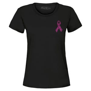 Breast Cancer Butterfly Ribbon Pocket Women&#39;s T-Shirt Survivor Tee Cancer Tee. Cancer Fighter. Breast Cancer Gift. Cancer Warrior.