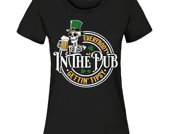 Alla på puben blir berusade, rolig rap, St. Patrick's Day, dam-T-shirt, irländsk partytröja, irländska dryckesskjortor, lycko-Shamrock-skjorta.
