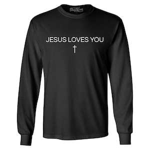 Jesus Loves You Minimal Cross Religious Christian Long Sleeve Shirt Christian Shirt. Christian Gift. Jesus Gift. Easter Day. Jesus Shirt.