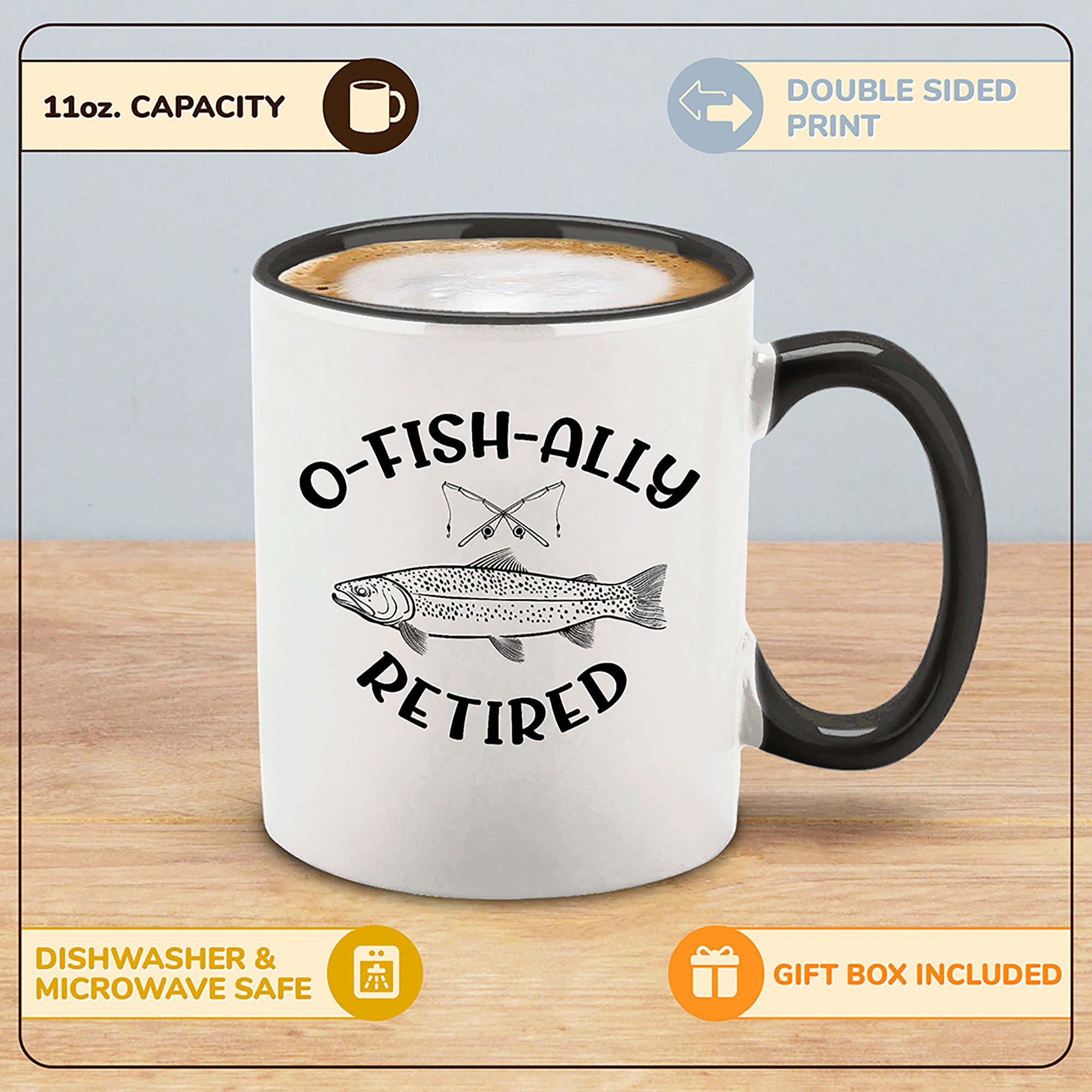 OH-Fish-Ally Retired, Funny Retirement Gift Men' Full Color Mug