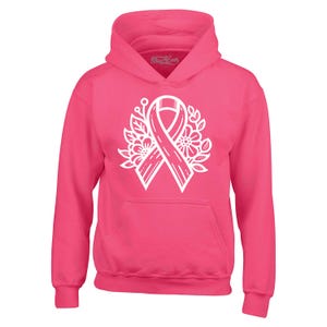 Borstkankerlint met bloemen Minimalistisch, bewustzijn hoodie sweatshirts kanker T-shirt. Kankerbestrijder. Borstkankercadeau. Krijger van kanker.