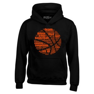 Basketball Word Cloud Orange Ball Silhouette Hoodie Sweatshirts