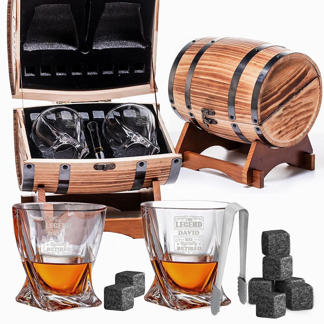 Personalized Retirement Whiskey Gift Set for Men the Legend Has