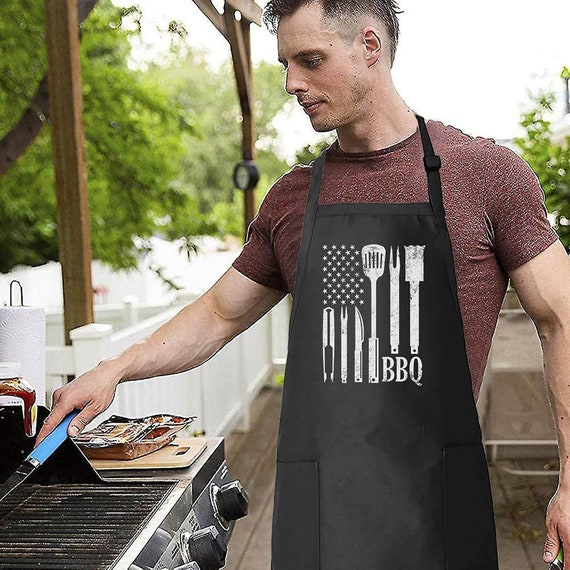 Tabliers de barbecue pour homme, tablier de cuisine amusant en 100 % coton,  réglable avec 2 poches, cadeau d'anniversaire, Noël, cadeau de cuisine pour  papa, chef, mari, lui – King of the