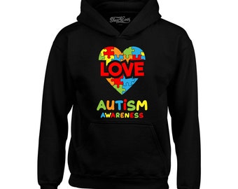 Autism Awareness Sweater with Kanga Pocket Ribbon Womens EcoSmart Sweatshirt Long Hoodie Dress Autism Awareness Sweater with Kanga Pocket Ribbon Womens EcoSmart Sweatshirt Long Hoodie Dress