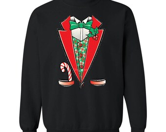 Tuxedo Ugly Christmas Costume Crewnecks Xmas Tree Vest Holiday Sweatshirts Tuxedo Ugly Christmas Costume Crewnecks Xmas Tree Vest Holiday Sweatshirts