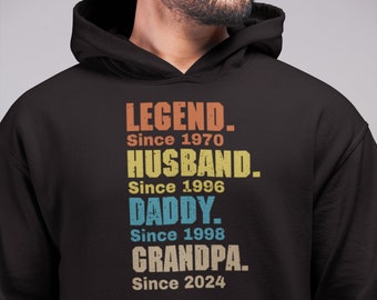 Personalized Gift For Dad. Custom Year Legend Husband Daddy Grandpa Hoodie Sweatshirt Customizable Father's Day Gift. Gift From Kids.