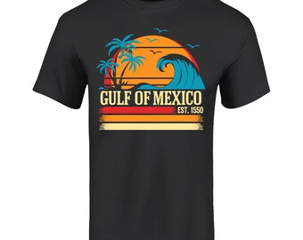 Camiseta retrô com ondas do Golfo do México (Est. 1550), Camiseta do Golfo do México, Camiseta Mexicana, Golfo do México, Camiseta Política.