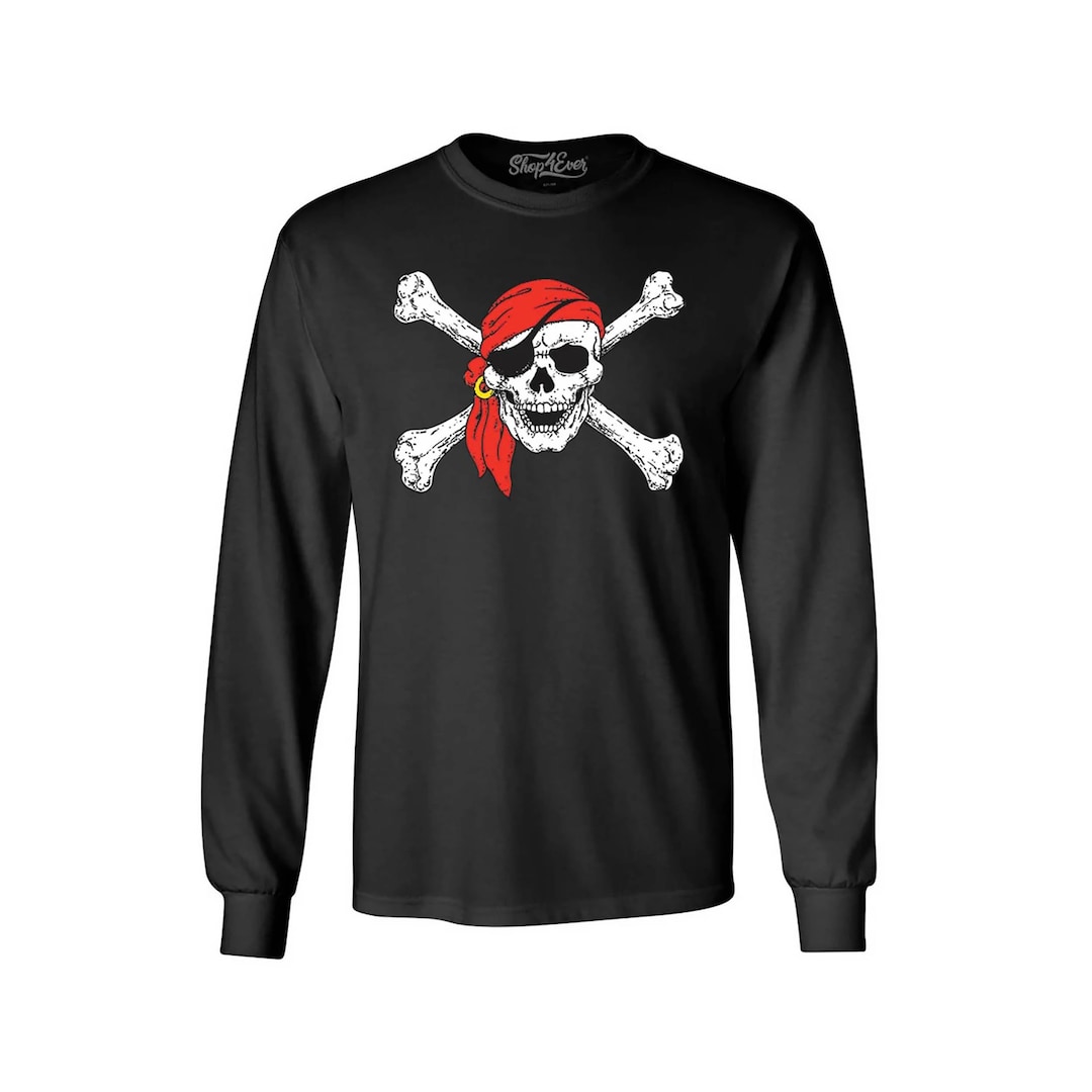 トップス 00s Archive Skull Flag Long Sleeve Pirate Skull and Crossbones Long Sleeve Shirt Pirate Flag Shirts